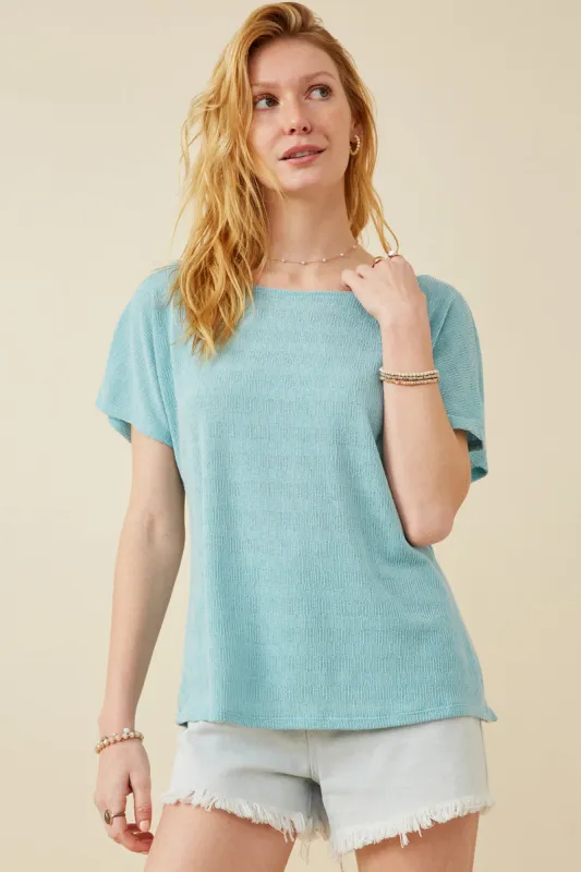 Womens Patterned Reversed V Neck Knit Top made by Hayden