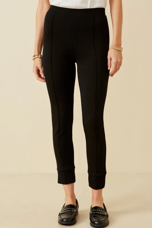 Womens Elastic Waist Slitted Knit Pants made by Hayden