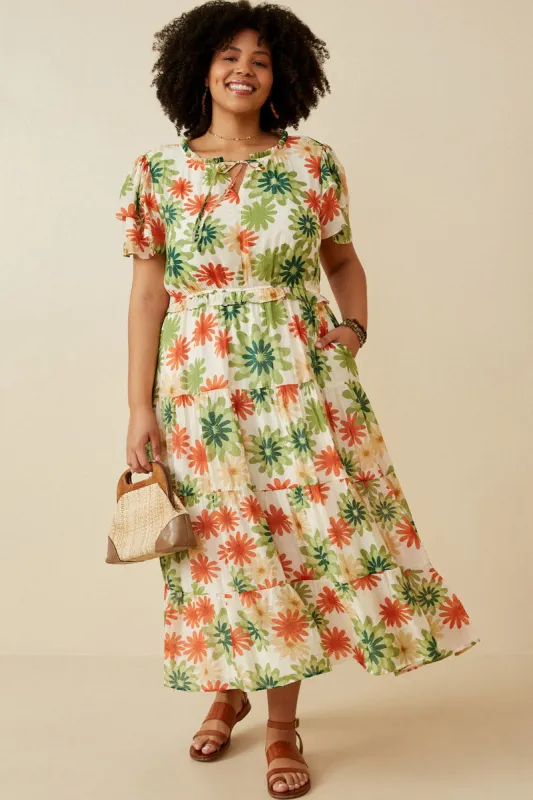 Womens Floral Print Ruffle Neck Layered Sleeve Dress sold by Hayden