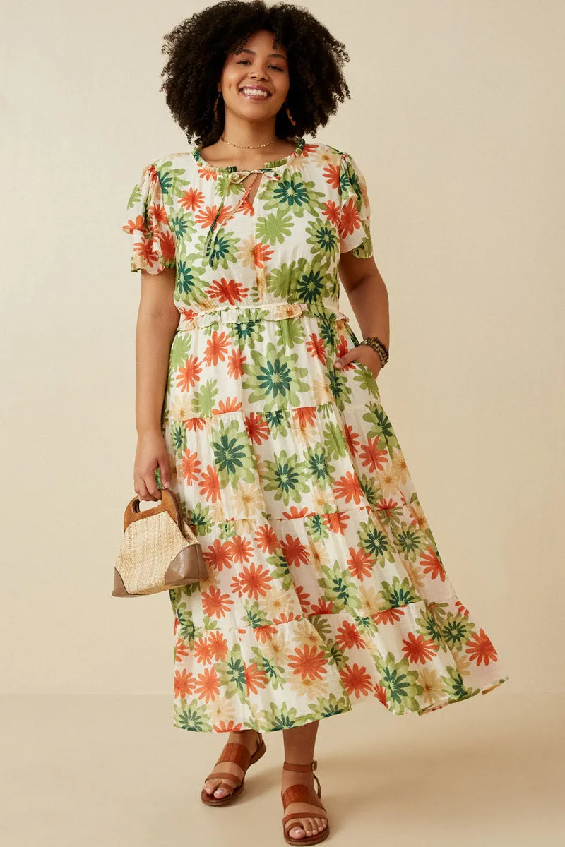 Womens Floral Print Ruffle Neck Layered Sleeve Dress sold by Hayden