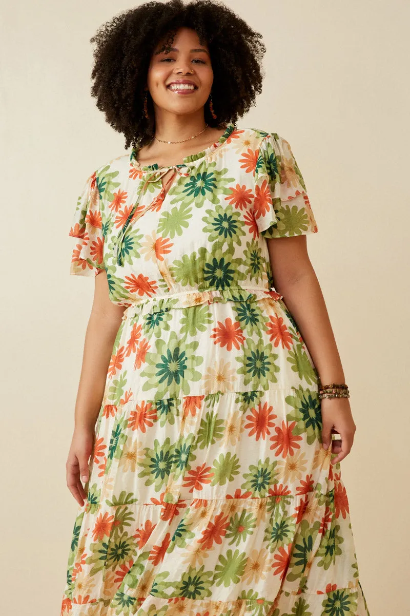 Womens Floral Print Ruffle Neck Layered Sleeve Dress sold by Hayden product image thumbnail 2