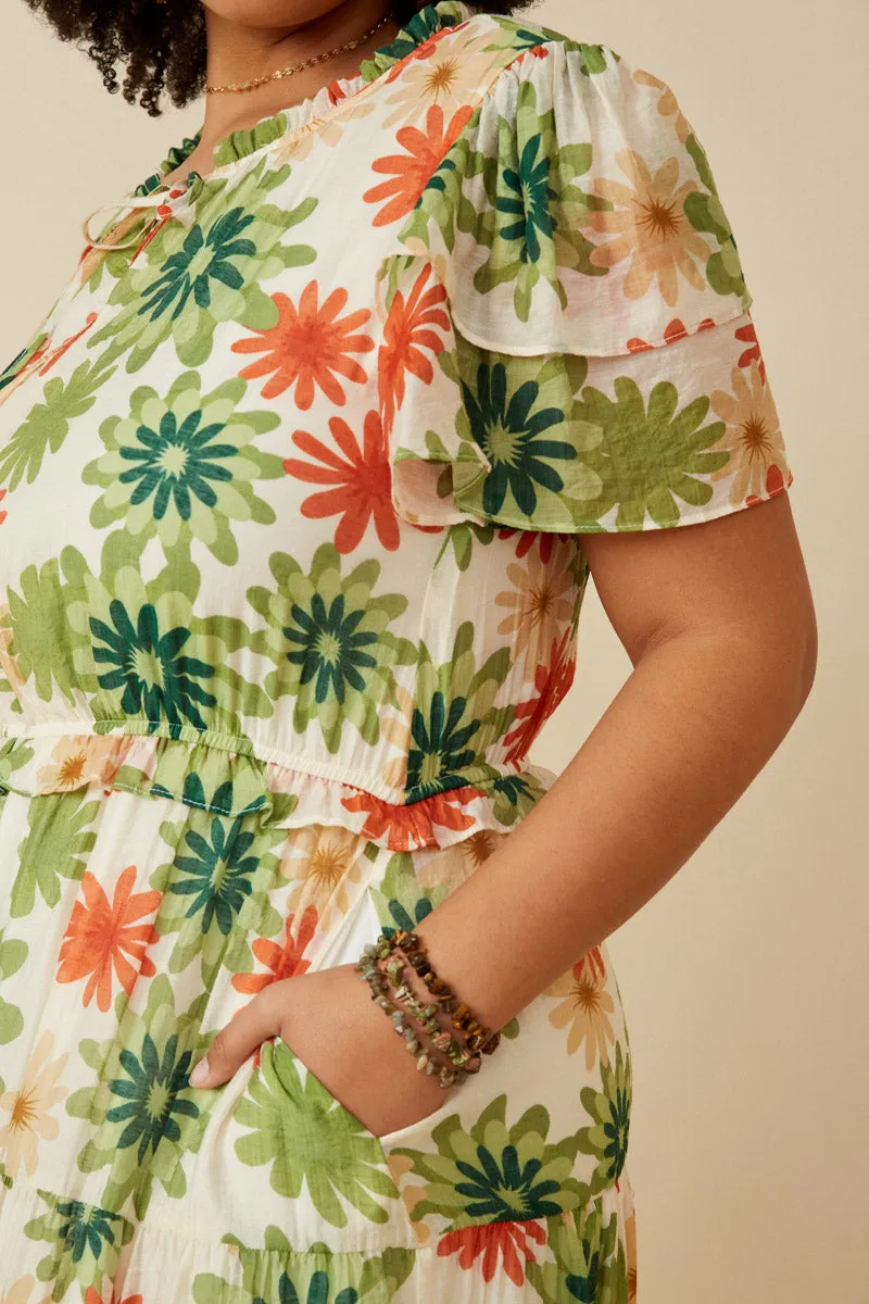 Womens Floral Print Ruffle Neck Layered Sleeve Dress sold by Hayden product image thumbnail 3