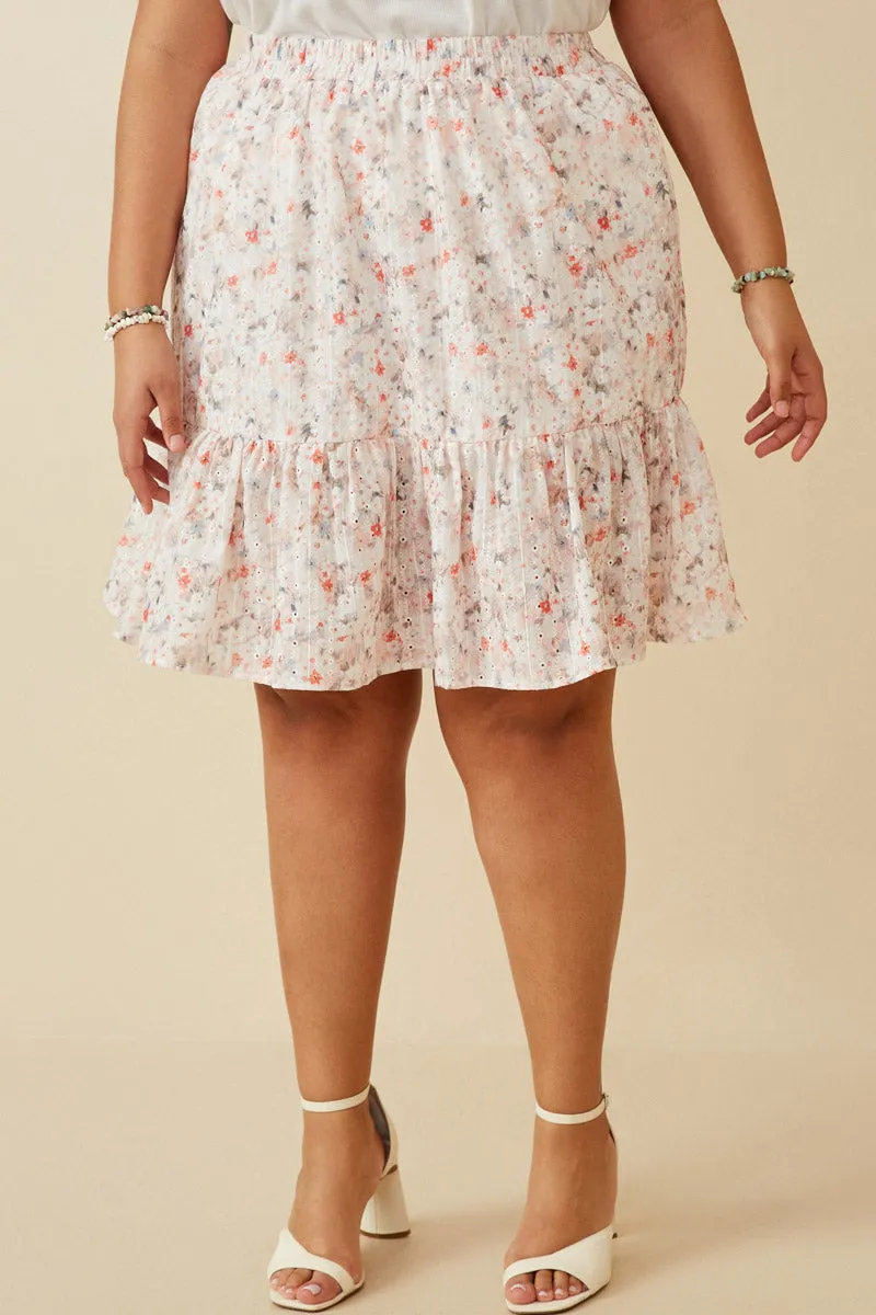 Womens Eyelet Embroidered Floral Elastic Waist Skirt sold by Hayden product image thumbnail 2