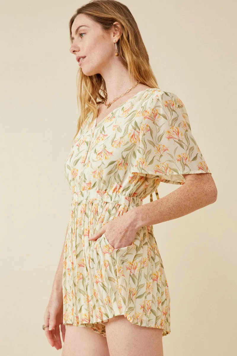 Womens Floral Tie Back Pleated Leg Chiffon Romper sold by Hayden product image thumbnail 4