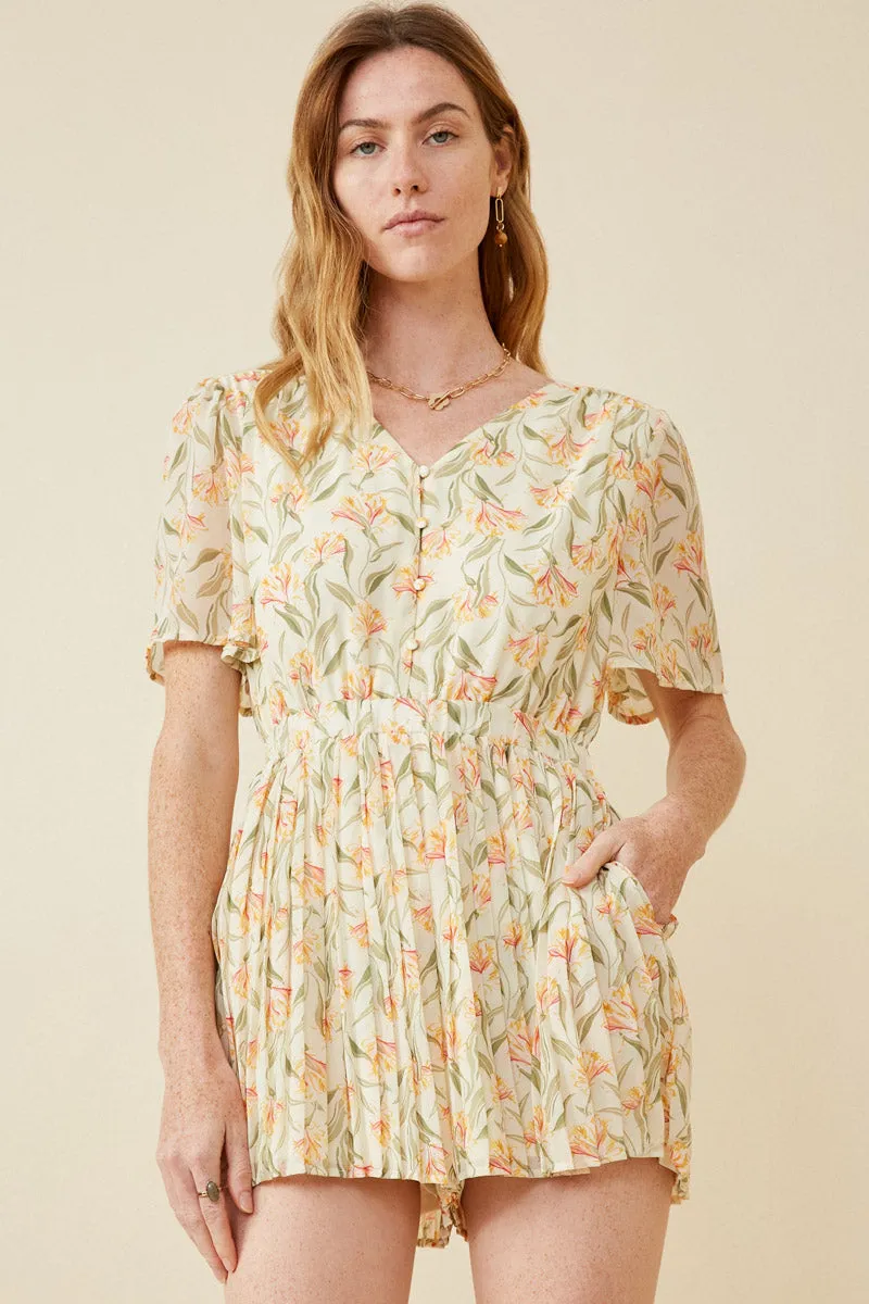 Womens Floral Tie Back Pleated Leg Chiffon Romper sold by Hayden