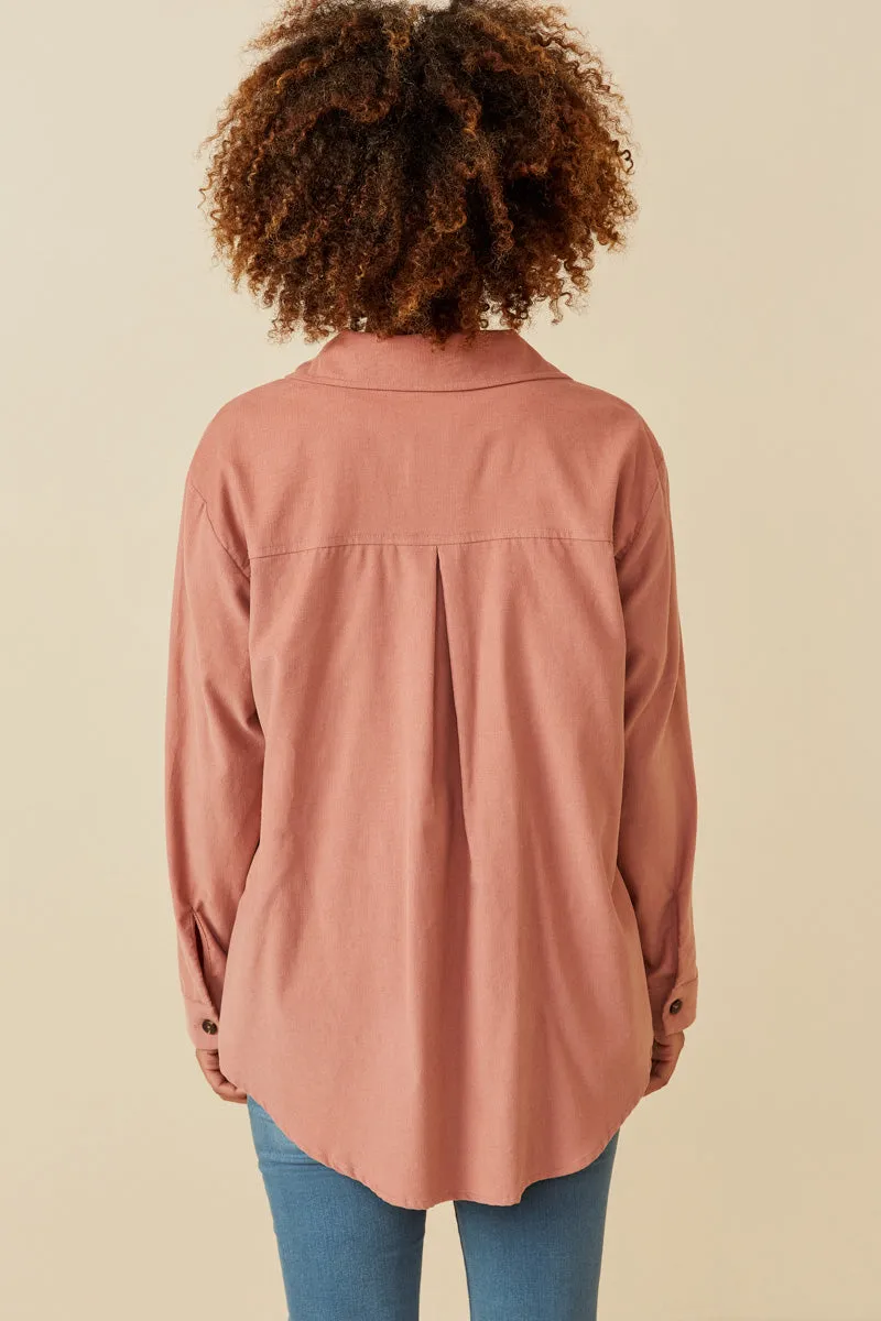 Womens Corduroy Patch Pocket Button Up Shirt sold by Hayden product image thumbnail 4