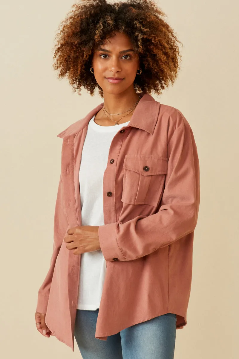 Womens Corduroy Patch Pocket Button Up Shirt sold by Hayden product image thumbnail 5