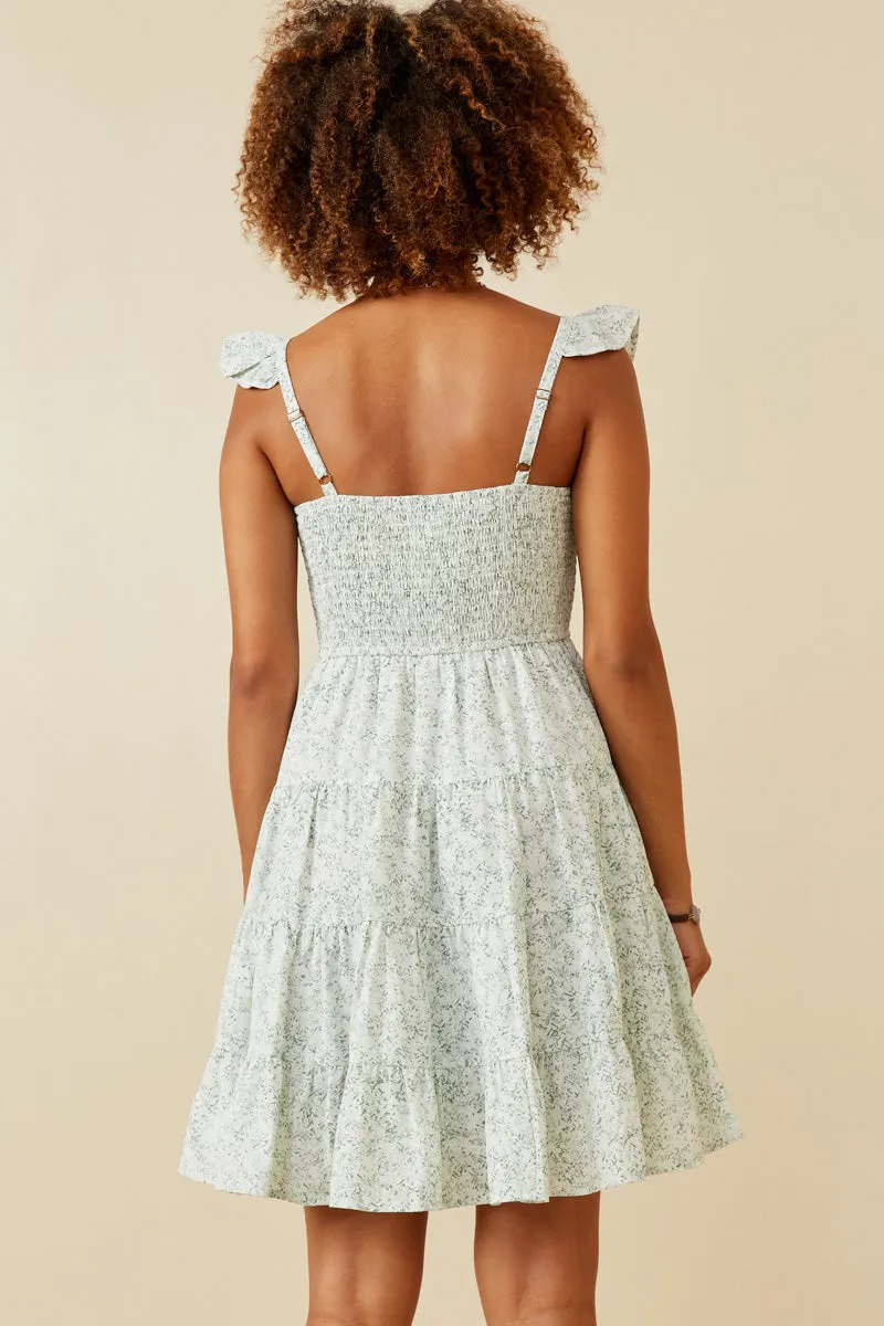 Womens Ditsy Floral Smocked Flutter Tank Dress sold by Hayden product image thumbnail 4