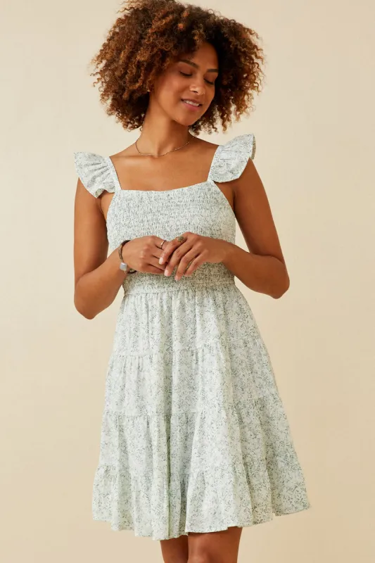 Womens Ditsy Floral Smocked Flutter Tank Dress sold by Hayden