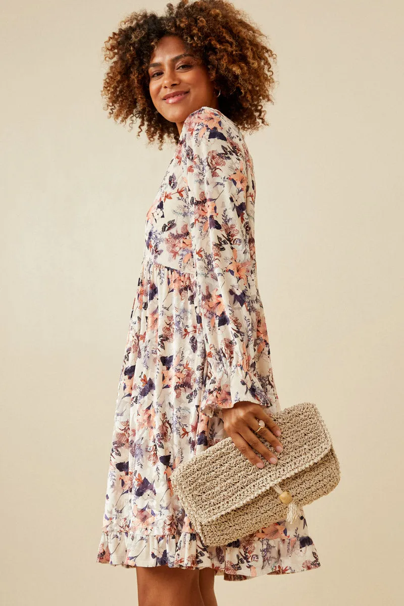 Womens Floral Textured Burnout Velvet Dress sold by Hayden product image thumbnail 3