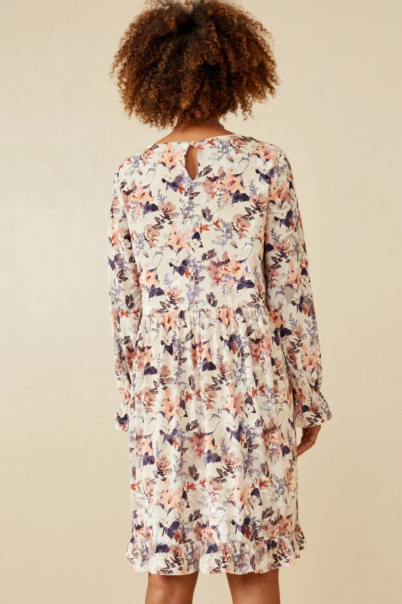 Womens Floral Textured Burnout Velvet Dress sold by Hayden product image thumbnail 4