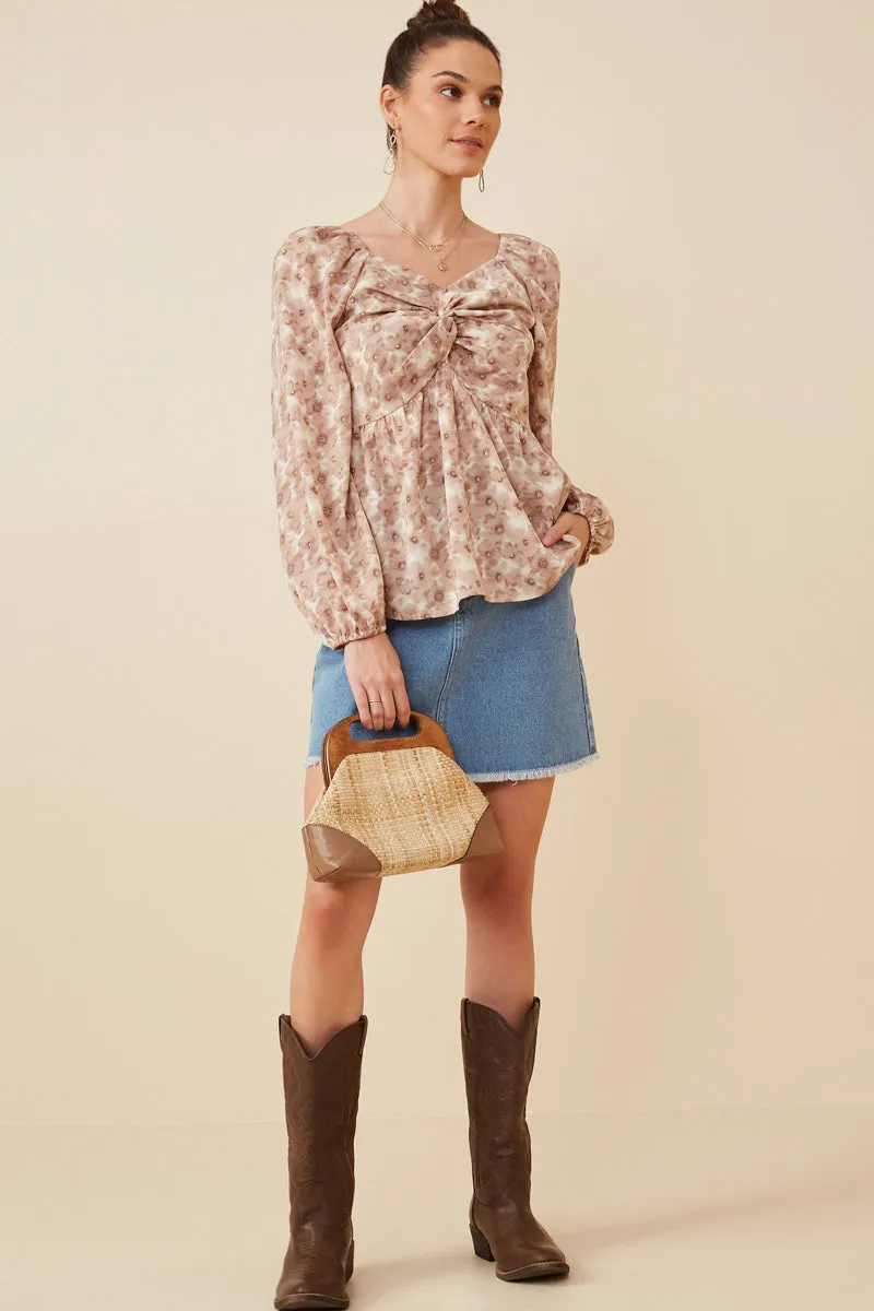 Womens Floral Print Twist Front Smocked Back Top sold by Hayden product image thumbnail 3