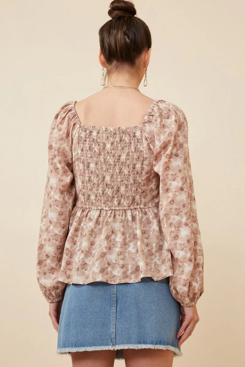 Womens Floral Print Twist Front Smocked Back Top sold by Hayden product image thumbnail 5