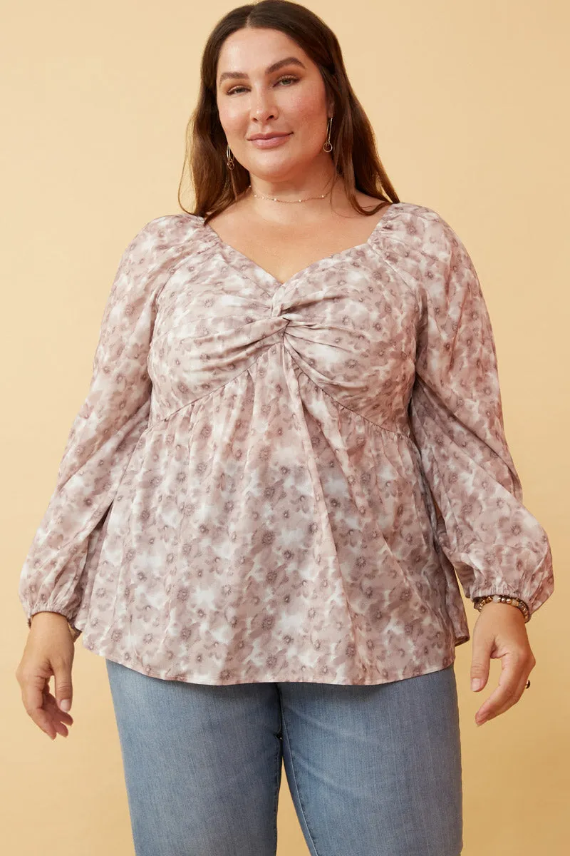 Womens Floral Print Twist Front Smocked Back Top sold by Hayden product image thumbnail 2