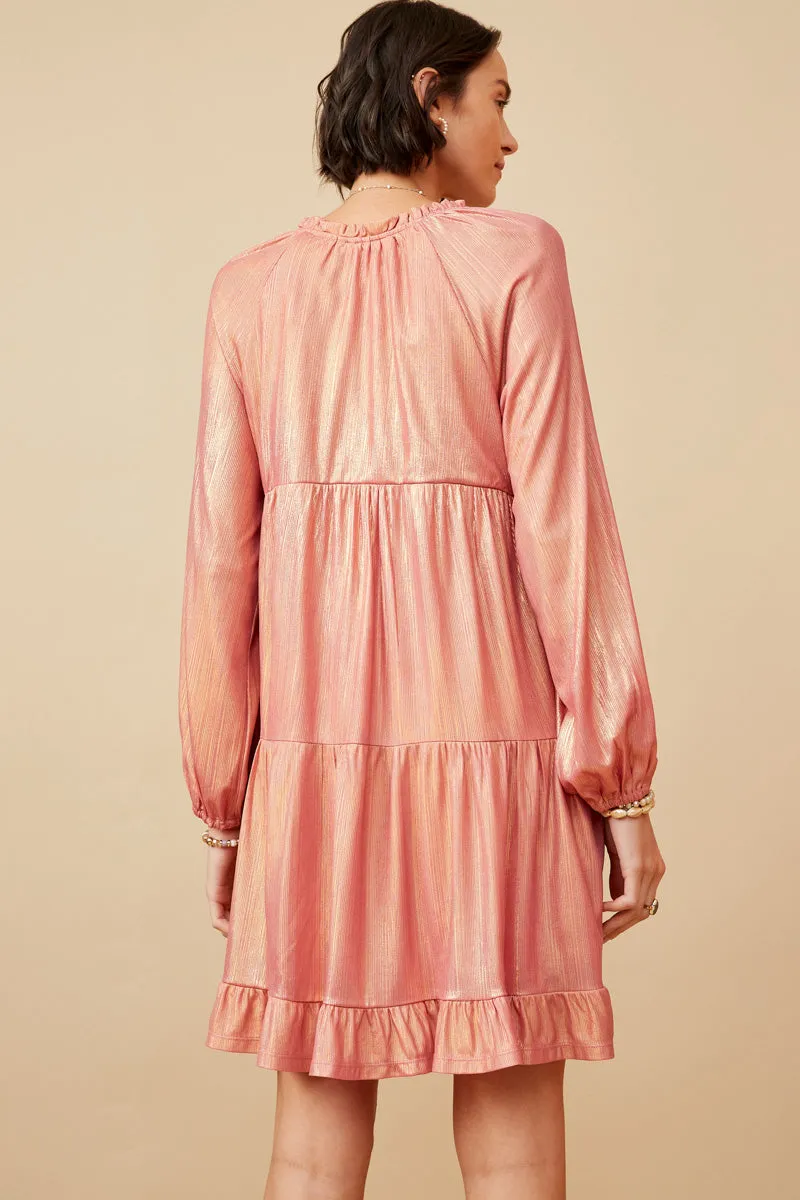 Womens Textured Iridescent Glow Tasseled Long Sleeve Dress sold by Hayden product image thumbnail 5