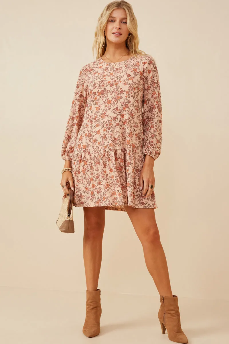 Womens Antique Floral Print Drop Waist Knit Dress sold by Hayden product image thumbnail 3