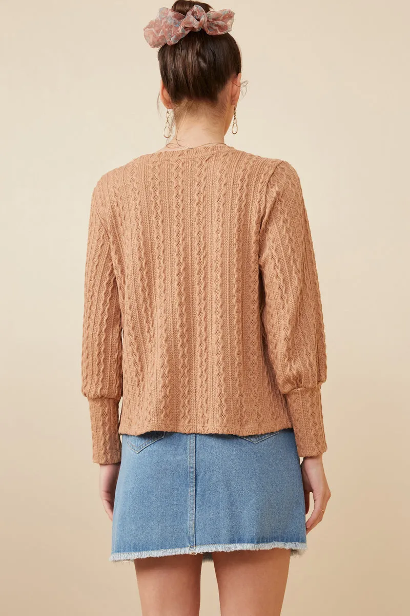 Womens Long Cuff Cable Knit Pullover Top sold by Hayden product image thumbnail 5