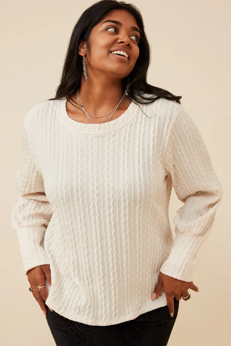 Womens Long Cuff Cable Knit Pullover Top sold by Hayden product image thumbnail 2