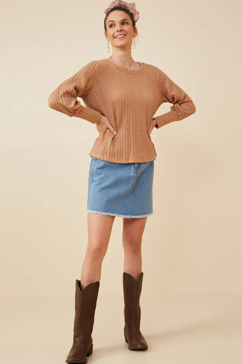 Womens Long Cuff Cable Knit Pullover Top sold by Hayden product image thumbnail 3