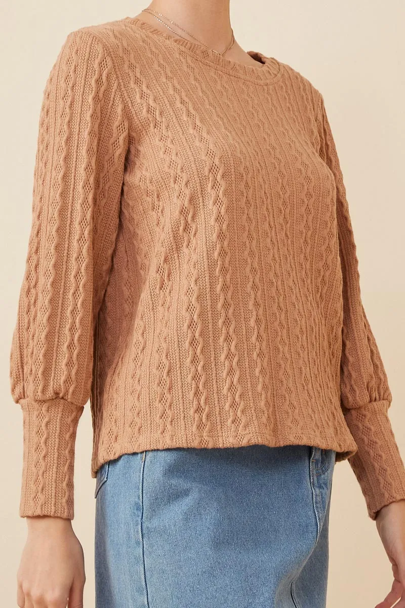 Womens Long Cuff Cable Knit Pullover Top sold by Hayden product image thumbnail 4