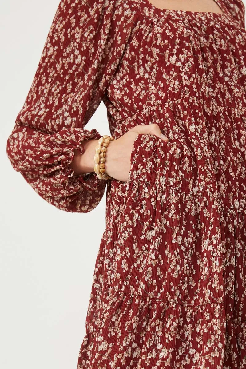 Womens Ditsy Floral Cinched Puff Sleeve Square Neck Dress sold by Hayden product image thumbnail 4