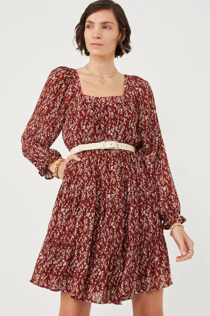 Womens Ditsy Floral Cinched Puff Sleeve Square Neck Dress sold by Hayden