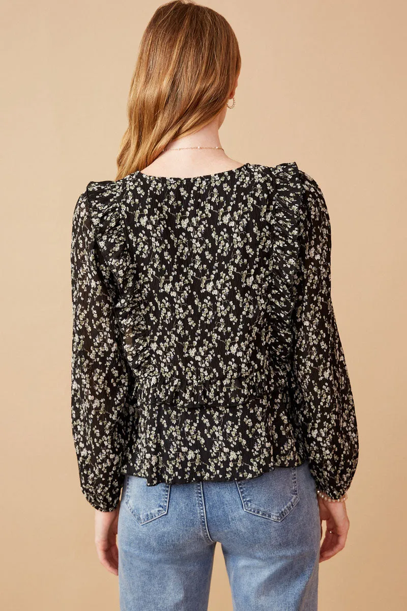 Womens Ditsy Floral Tie Front Ruffle Detail Top sold by Hayden product image thumbnail 5