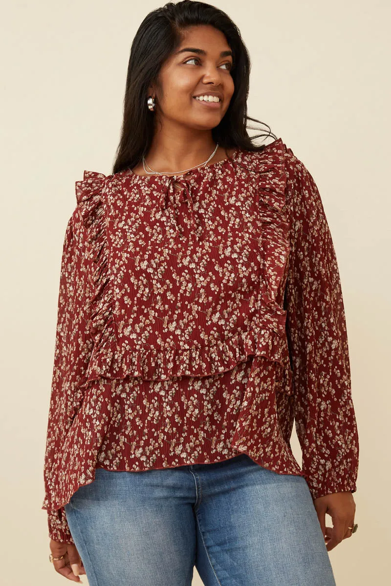 Womens Ditsy Floral Tie Front Ruffle Detail Top sold by Hayden product image thumbnail 2