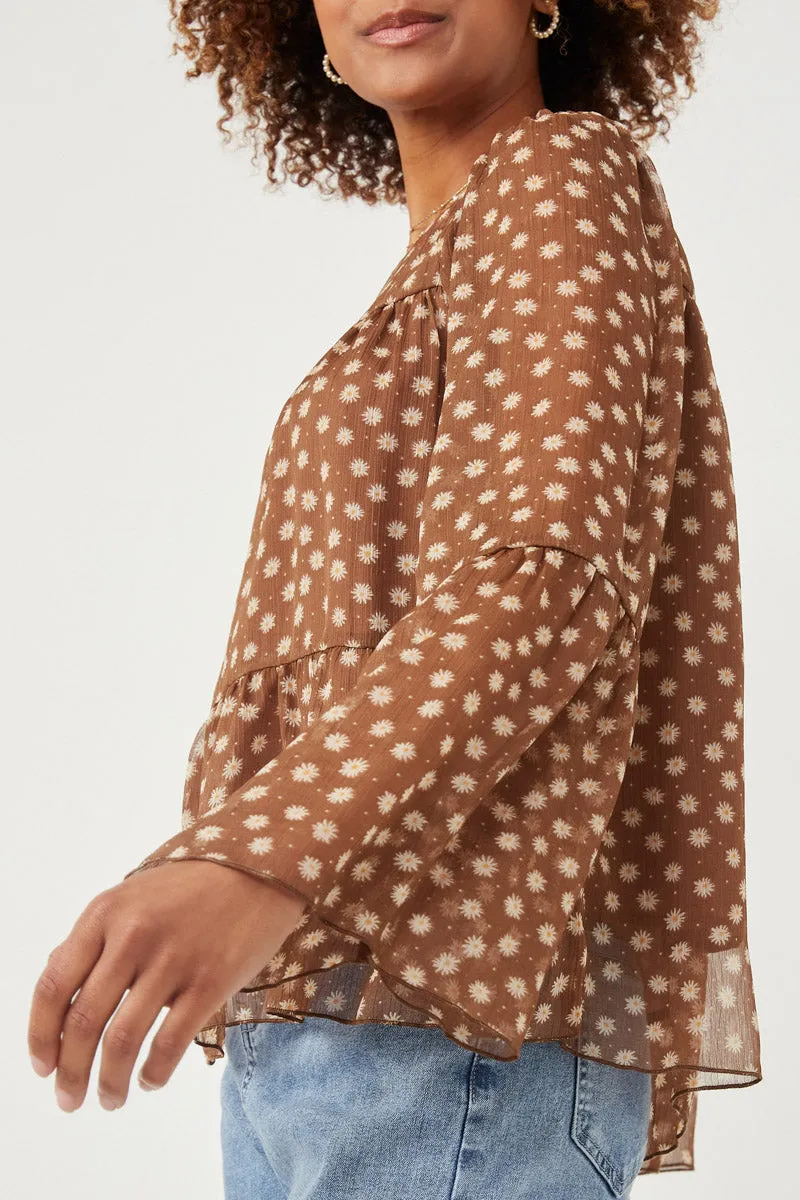 Womens Daisy Print Tiered Chiffon Top sold by Hayden product image thumbnail 4