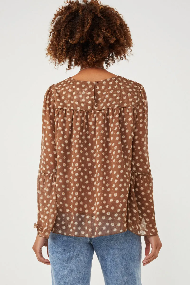 Womens Daisy Print Tiered Chiffon Top sold by Hayden product image thumbnail 5