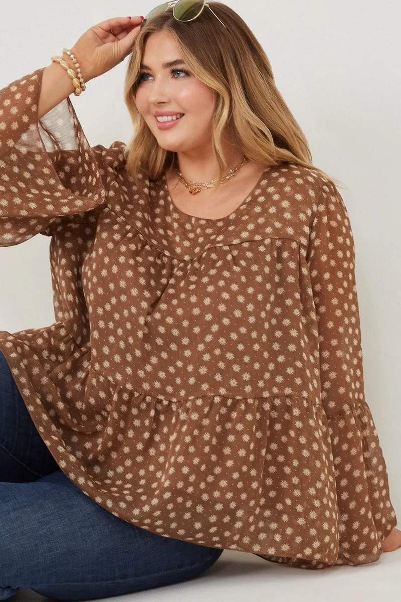 Womens Daisy Print Tiered Chiffon Top sold by Hayden product image thumbnail 2