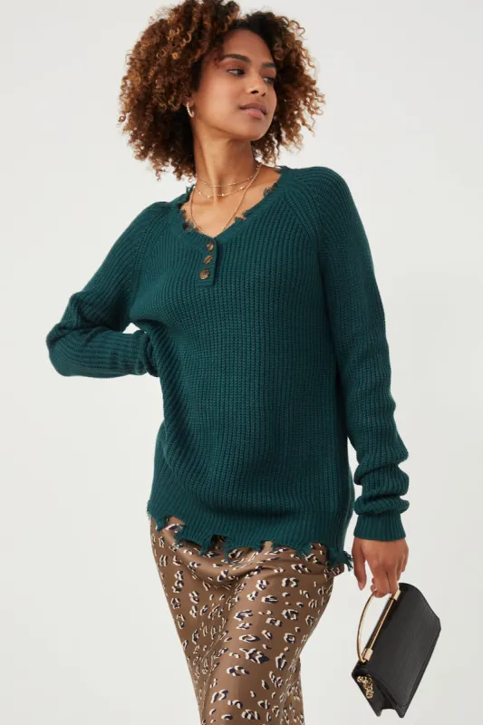 Womens Distressed Button Down Sweater made by Hayden