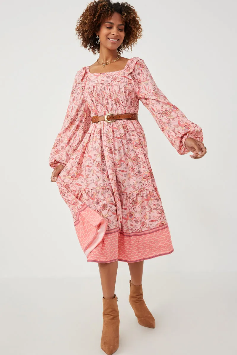 Womens Border Print Long Sleeve Ruffle Shoulder Dress sold by Hayden product image thumbnail 5