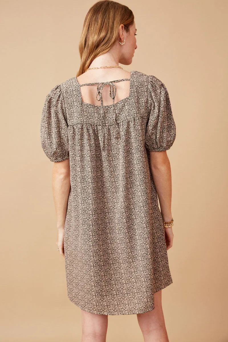 Womens Ditsy Paisley Print Square Neck Puff Sleeve Dress sold by Hayden product image thumbnail 5