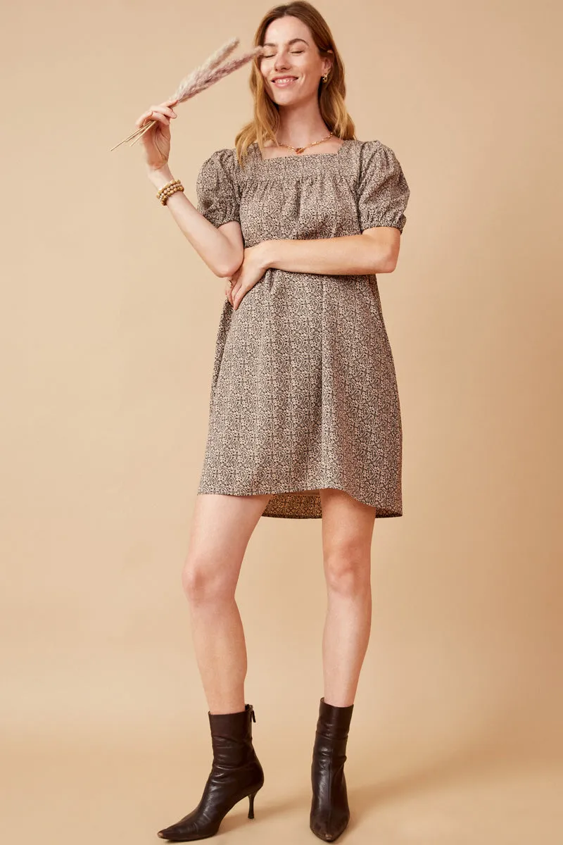 Womens Ditsy Paisley Print Square Neck Puff Sleeve Dress sold by Hayden product image thumbnail 3