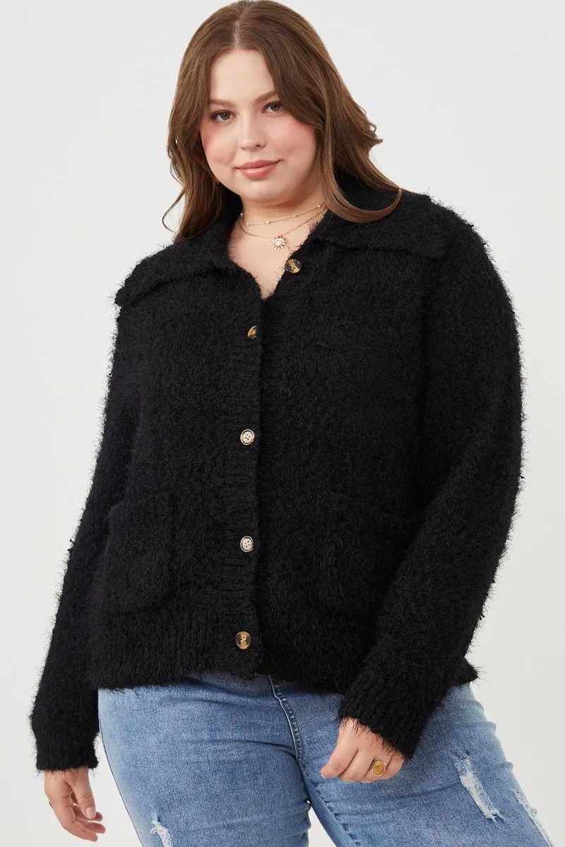 Womens Fuzzy Popcorn Knit Button Up Collared Sweater Cardigan sold by Hayden product image thumbnail 2