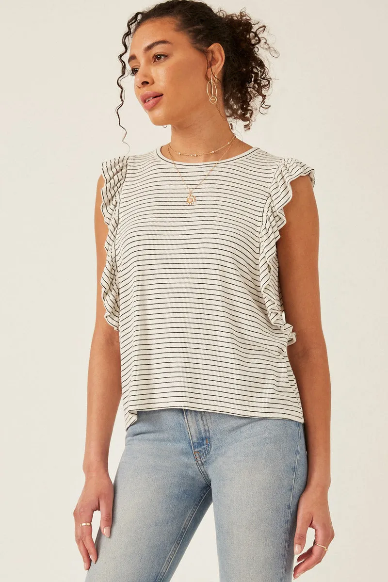 Womens Ribbed Stripe Ruffled Tank sold by Hayden product image thumbnail 3