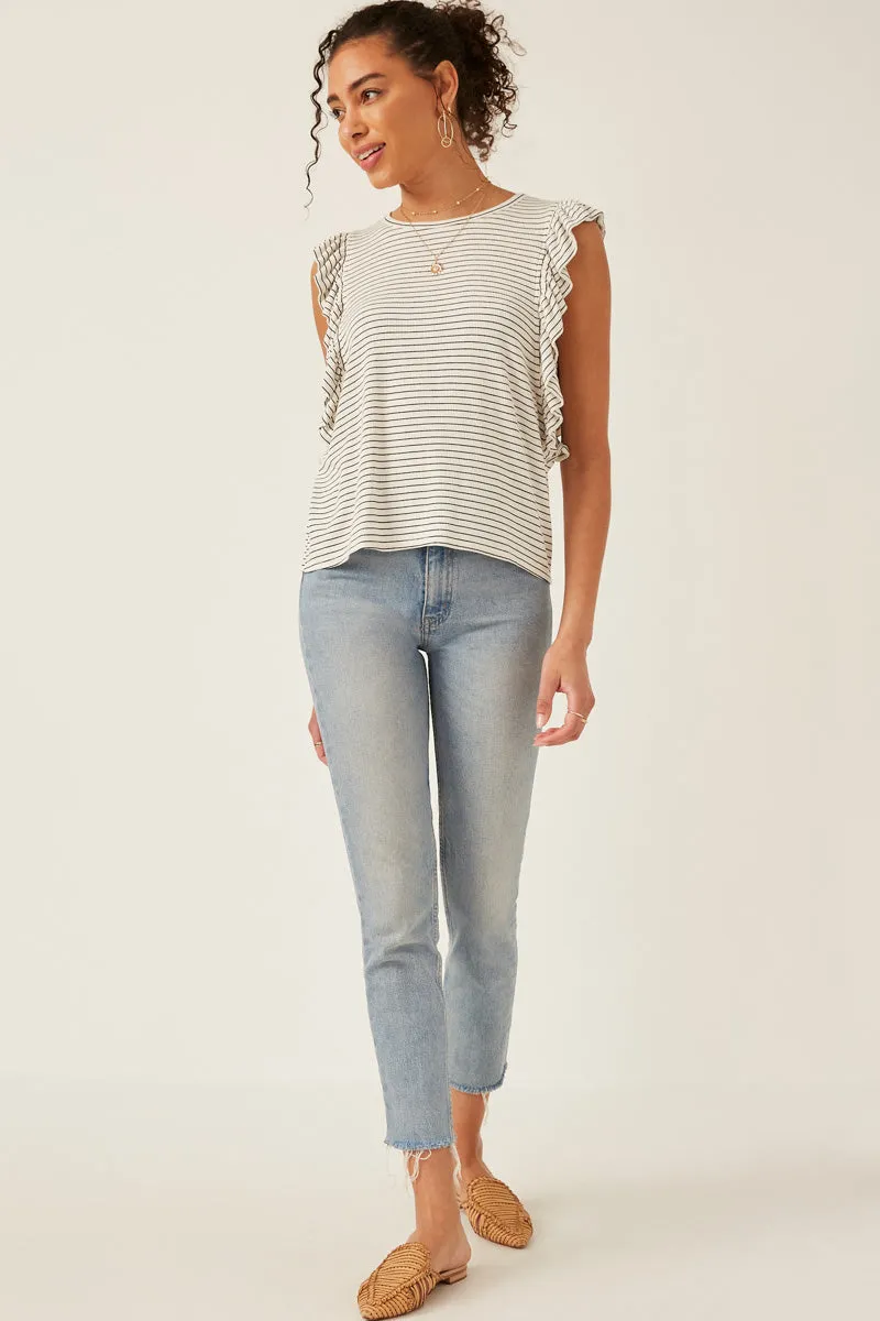 Womens Ribbed Stripe Ruffled Tank sold by Hayden product image thumbnail 5