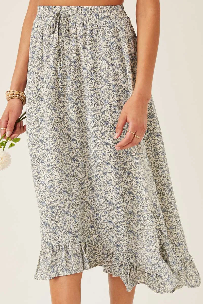 Womens Ditsy Floral Ruffled Handkerchief Hem Skirt sold by Hayden