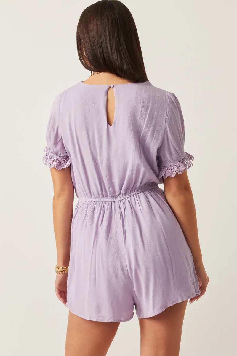 Womens Textured Crochet Lace Detail Romper sold by Hayden product image thumbnail 5