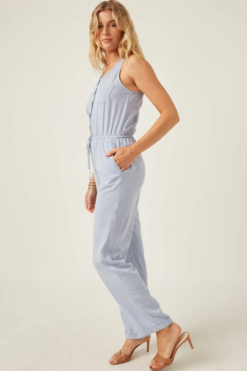 Womens Drawstring Waist Button Detail Tank Jumpsuit sold by Hayden product image thumbnail 4