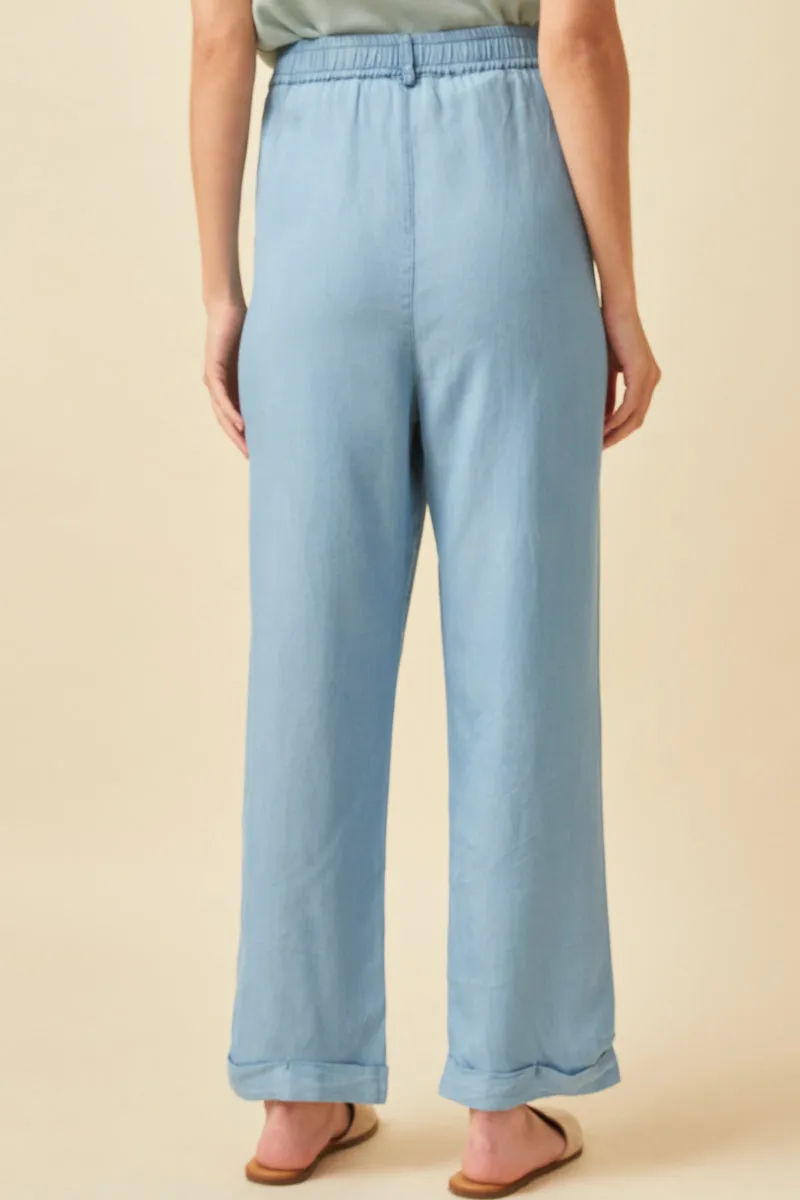 Womens Washed Tencel Elastic Waist Wideleg Pants sold by Hayden product image thumbnail 5