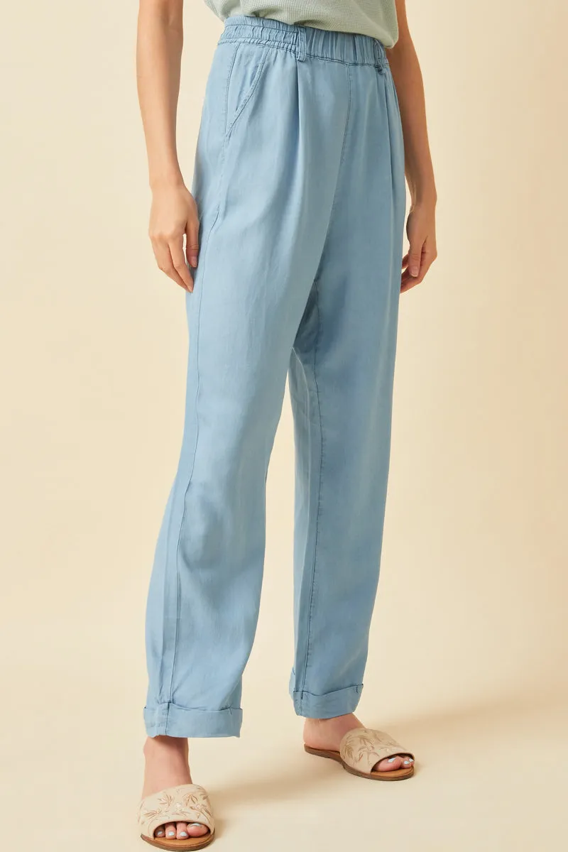 Womens Washed Tencel Elastic Waist Wideleg Pants sold by Hayden product image thumbnail 3