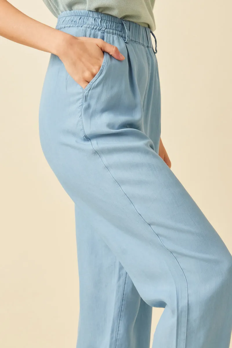 Womens Washed Tencel Elastic Waist Wideleg Pants sold by Hayden product image thumbnail 4