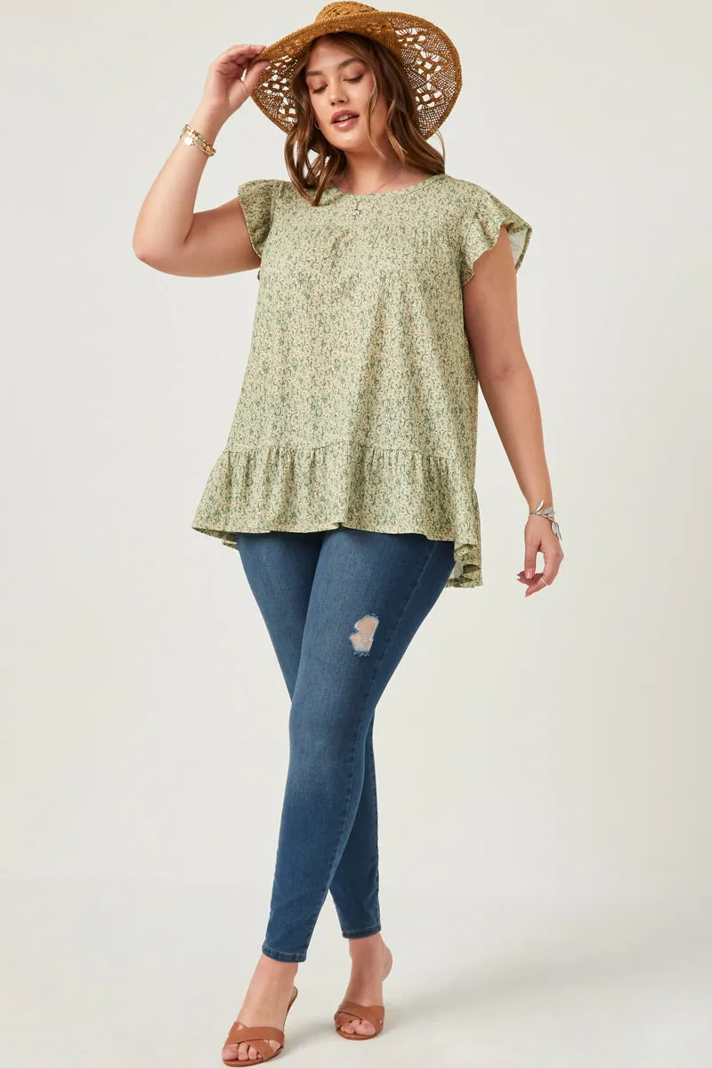 Womens Textured Floral Knit Ruffle Detail Tank sold by Hayden product image thumbnail 2