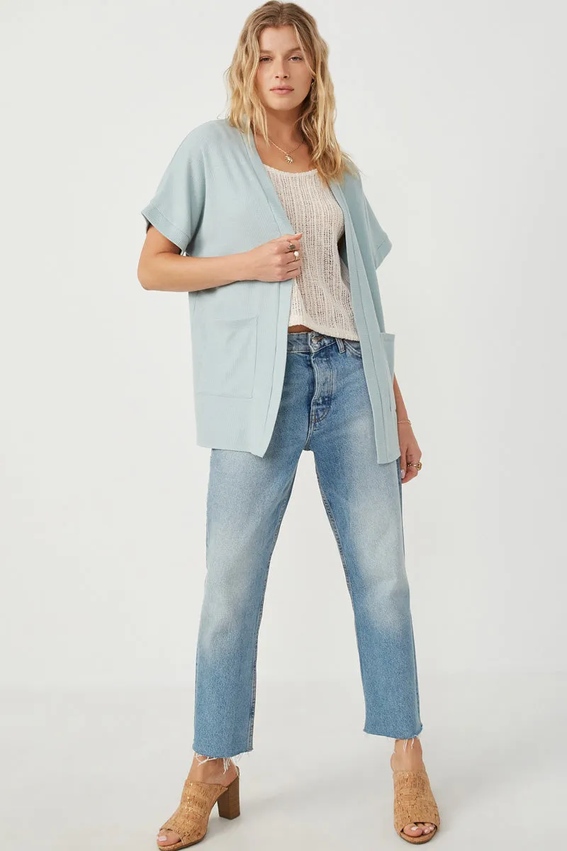 Womens Waffle Knit Short Sleeve Open Cardigan sold by Hayden product image thumbnail 3