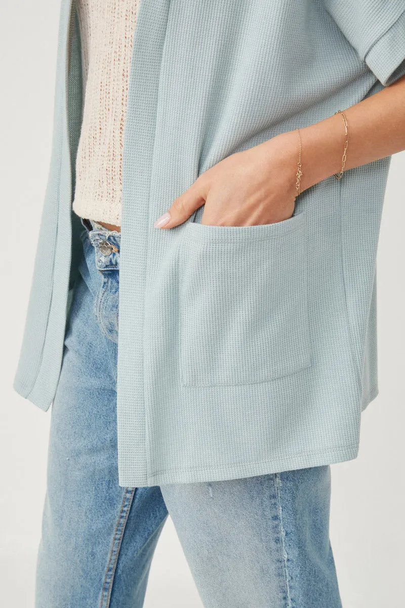 Womens Waffle Knit Short Sleeve Open Cardigan sold by Hayden product image thumbnail 4