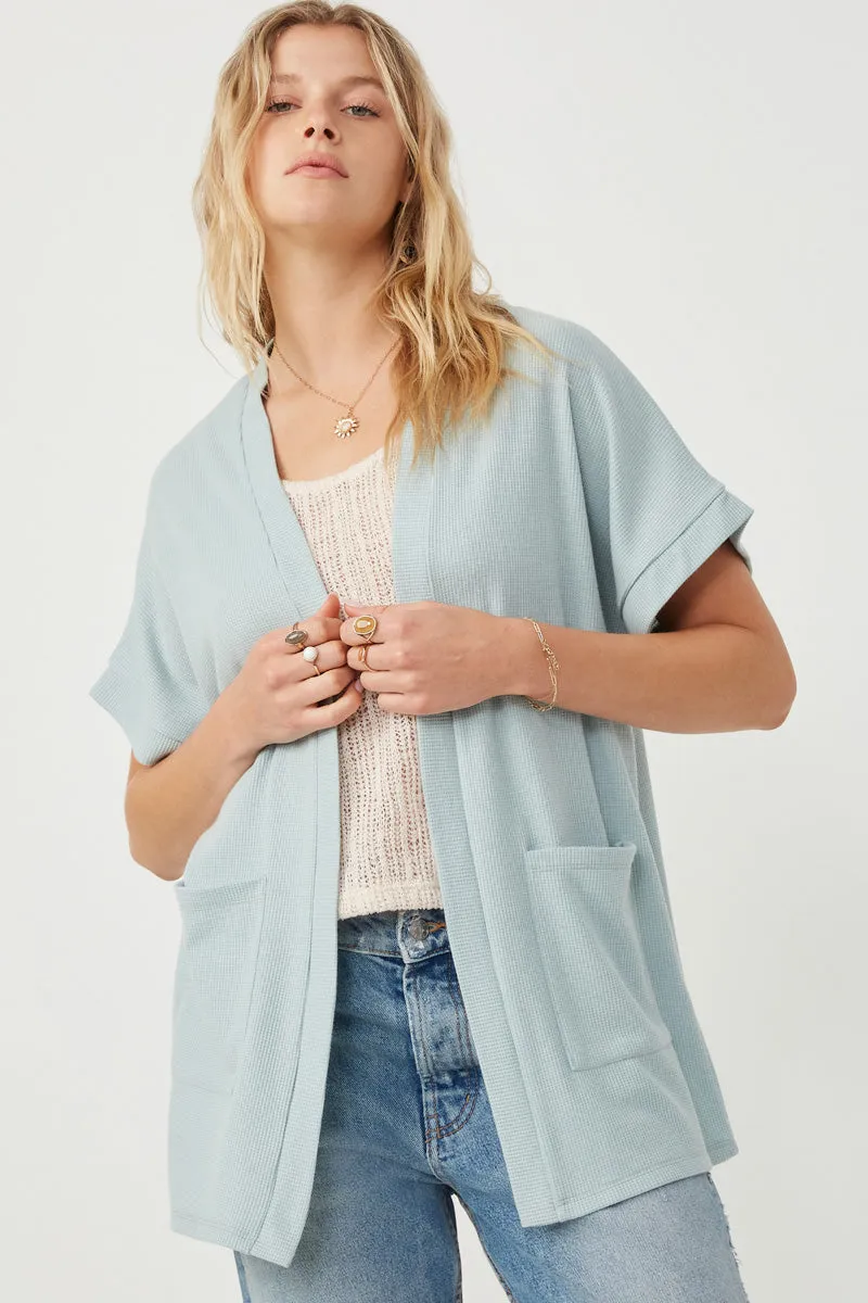Womens Waffle Knit Short Sleeve Open Cardigan sold by Hayden