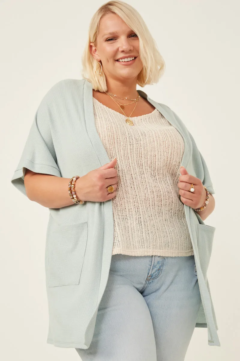 Womens Waffle Knit Short Sleeve Open Cardigan sold by Hayden product image thumbnail 5