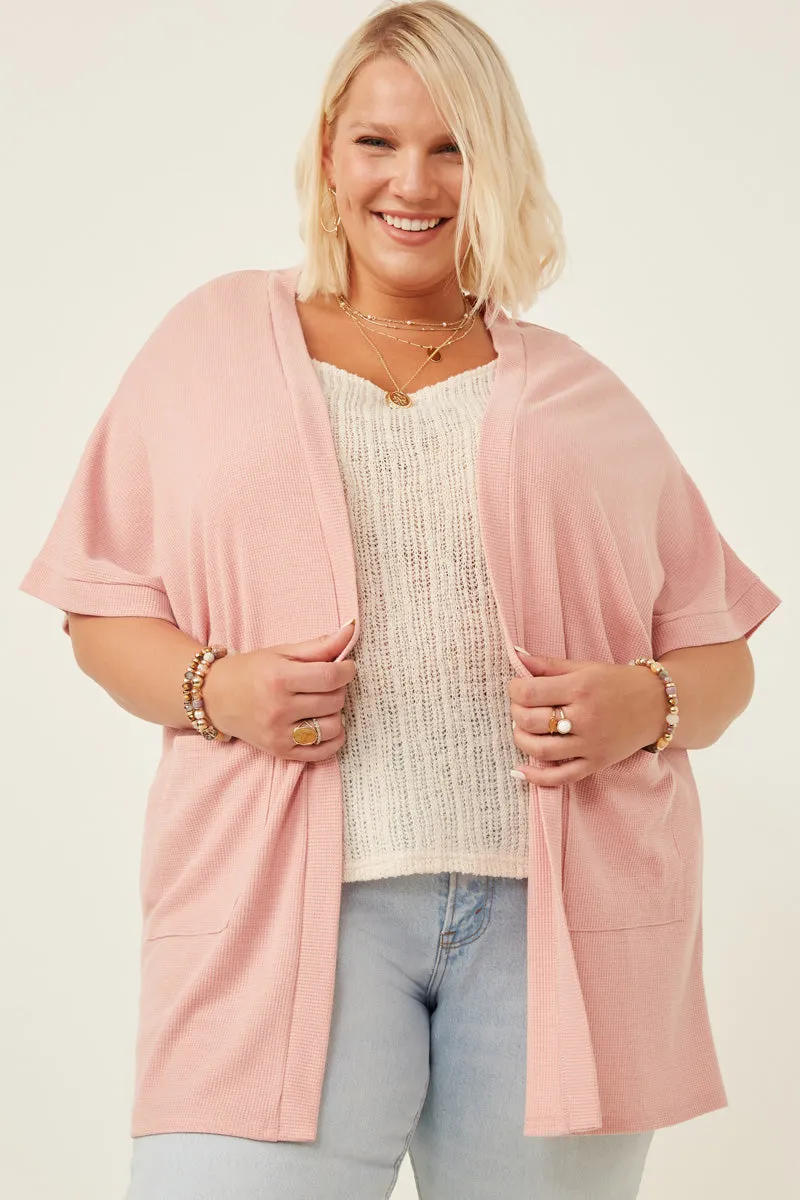 Womens Waffle Knit Short Sleeve Open Cardigan sold by Hayden product image thumbnail 2